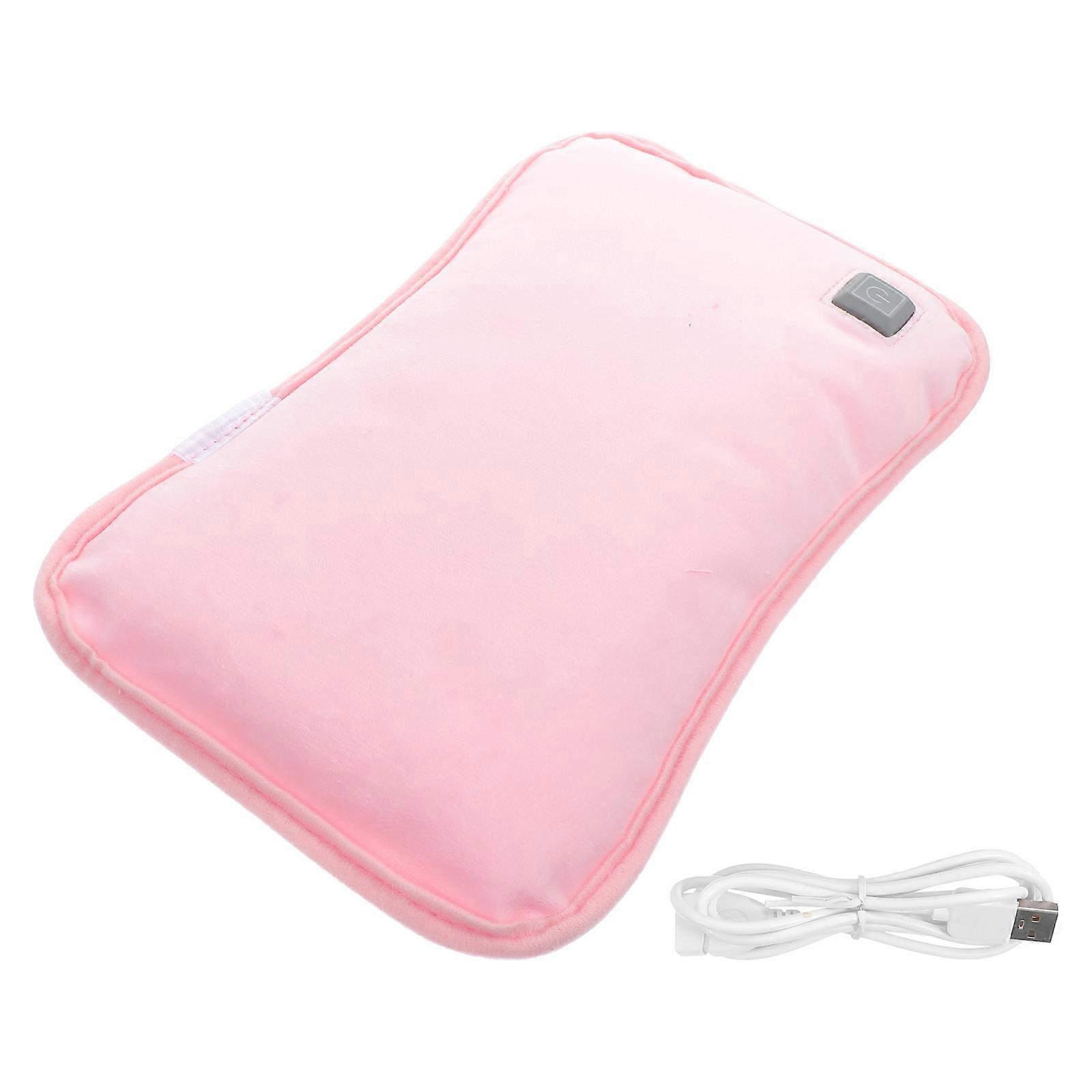 Hand Warmer Electric Heating Bag Pink Small Size Lint Cloth Warmth 1Pc