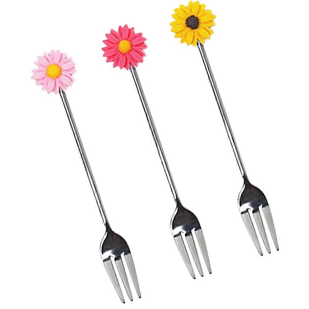 Fruit Forks Dessert Forks Creative Fruit Fork Home Banquet Use Assorted Color 3Pcs