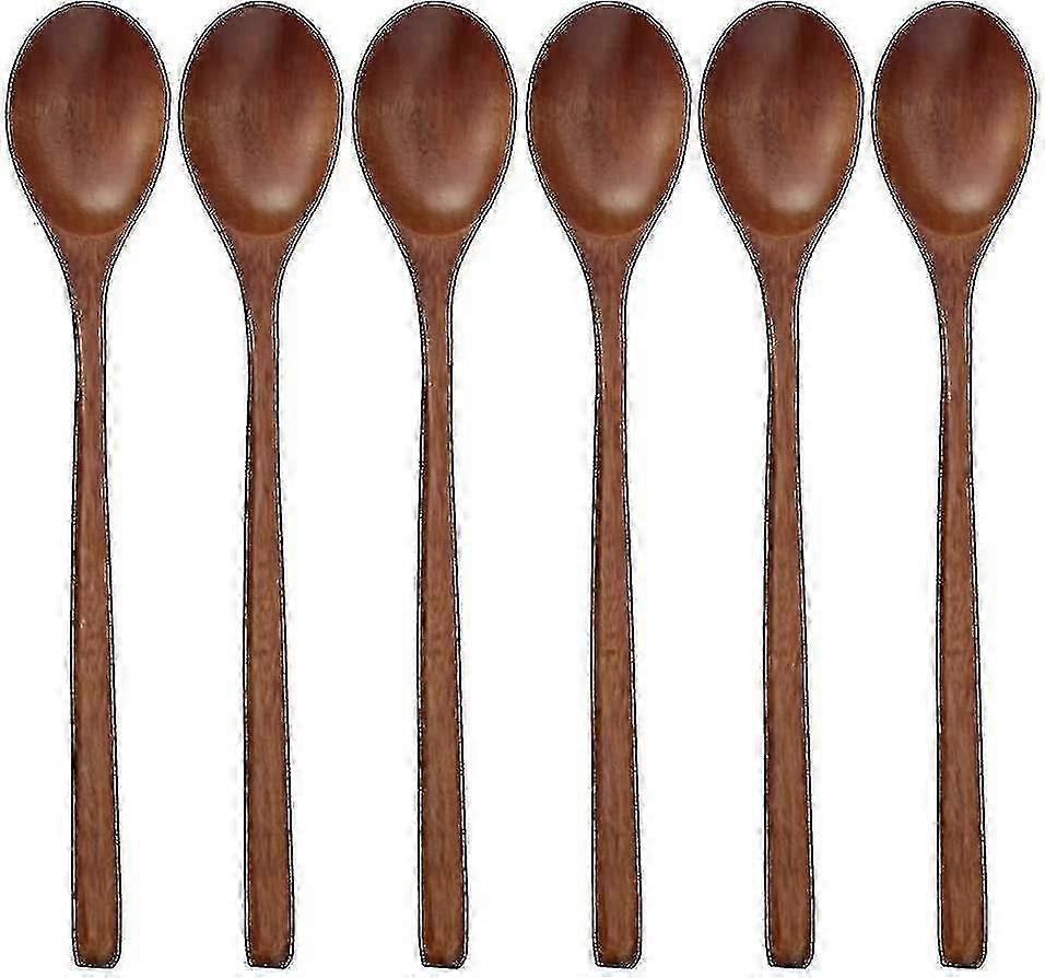 6 Pcs Wooden Eating Spoons Suitable for Stirring