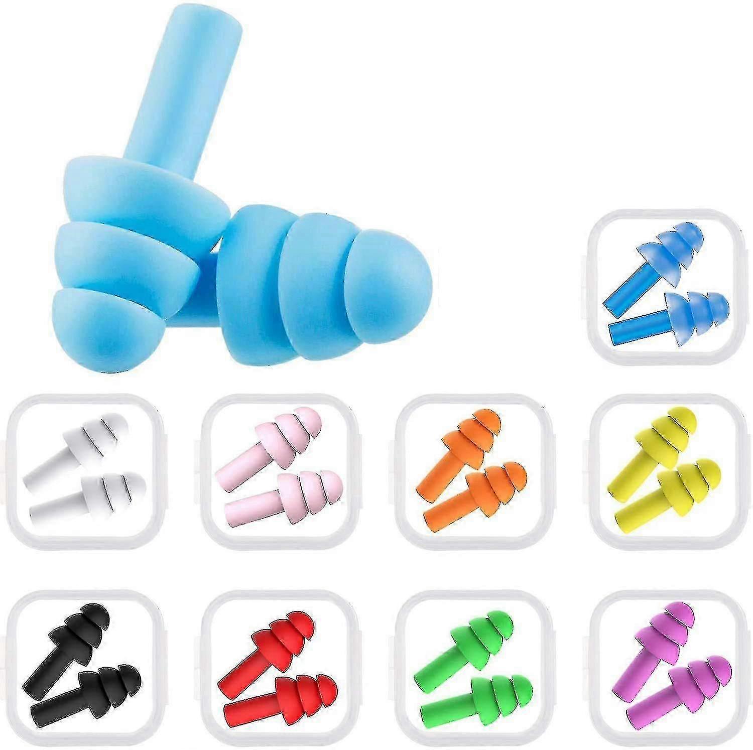10 par silikon øreplugger for svømming, voksne, øreplugger sett, sovende ørebeskyttelse, øreplugger for å sove --