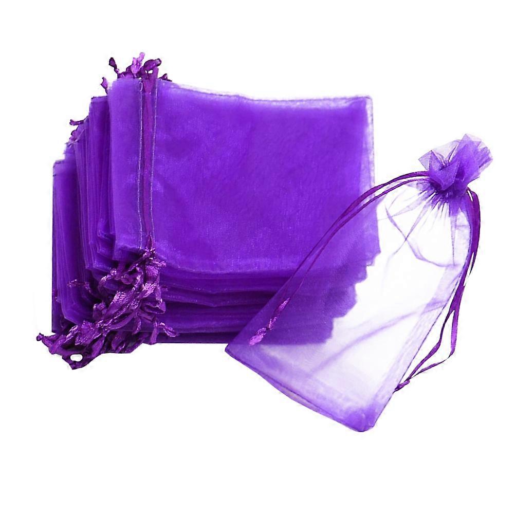 Drawstring Jewelry Pouch Portable Storage Pouch present Bag Festival 9x7cm Purple Compact Design 100Pack