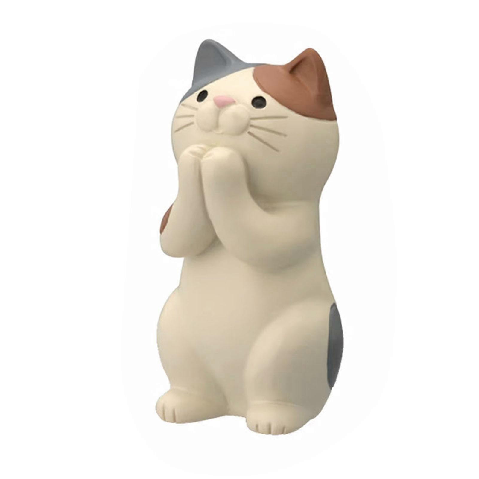 家庭用多機能猫オーナメントデスクデコレーション - 電話、タブレット、メガネ、ペンを収納可能