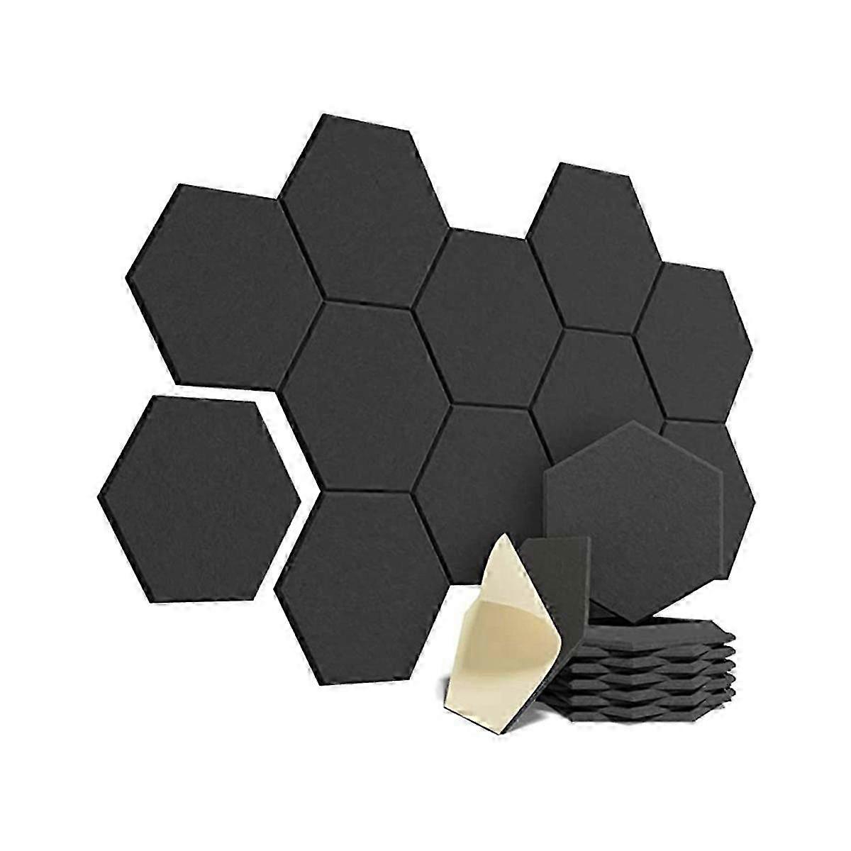 12-Piece Self-Adhesive Acoustic Foam Panels, Hexagonal Wall Panels for Sound Absorption