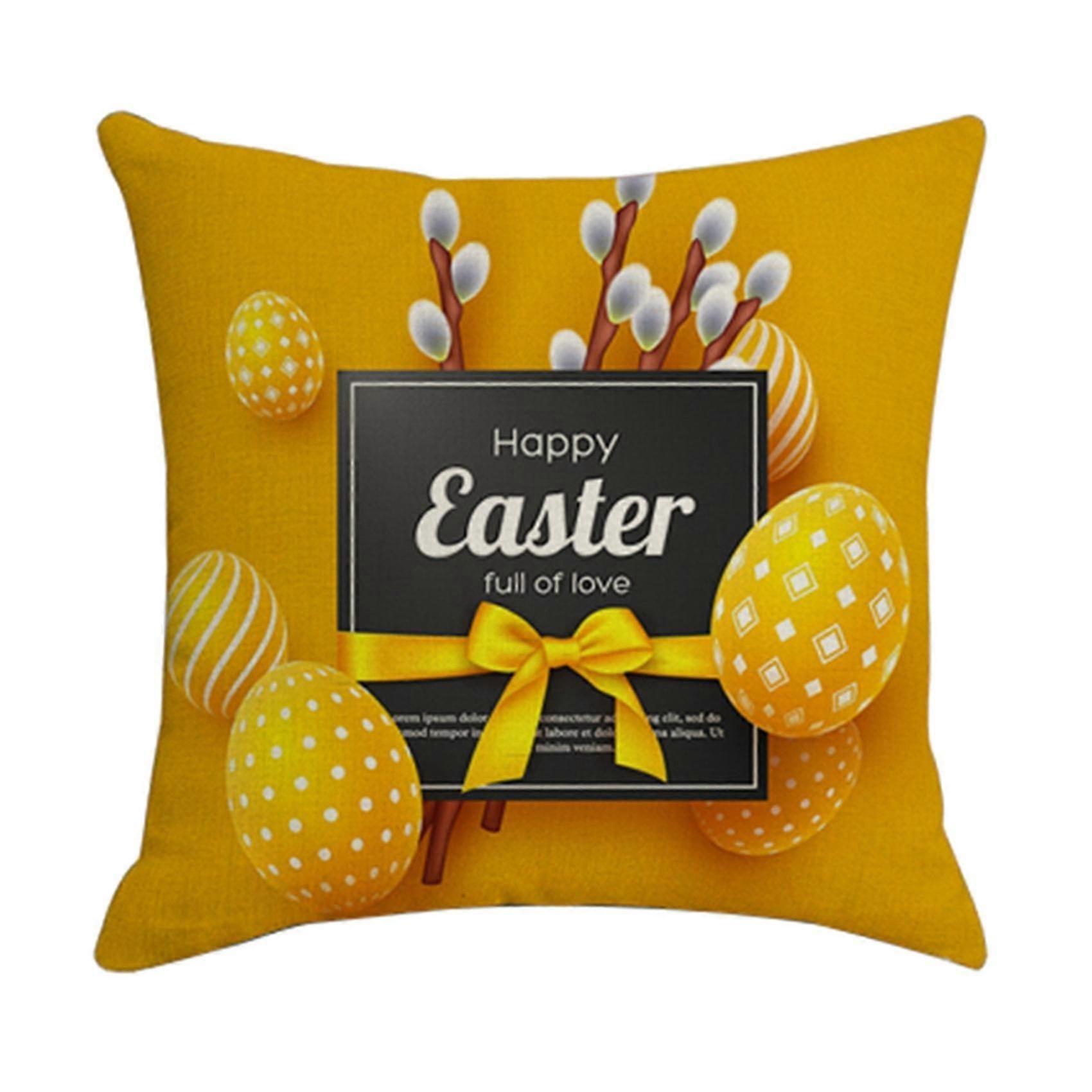 Happy Easter Egg Pillowcase Sofa Cushion Cover Easter Decoration