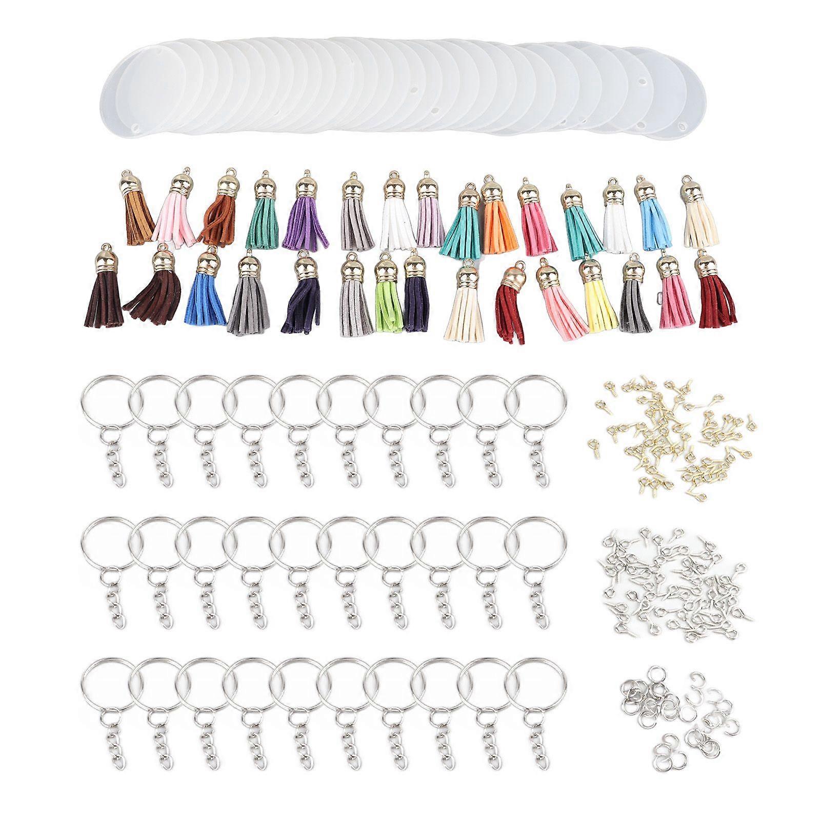 2025 Latest Model 200pcs Acrylic Key Ring Kit 30 Acrylic Blank 30 Key Ring