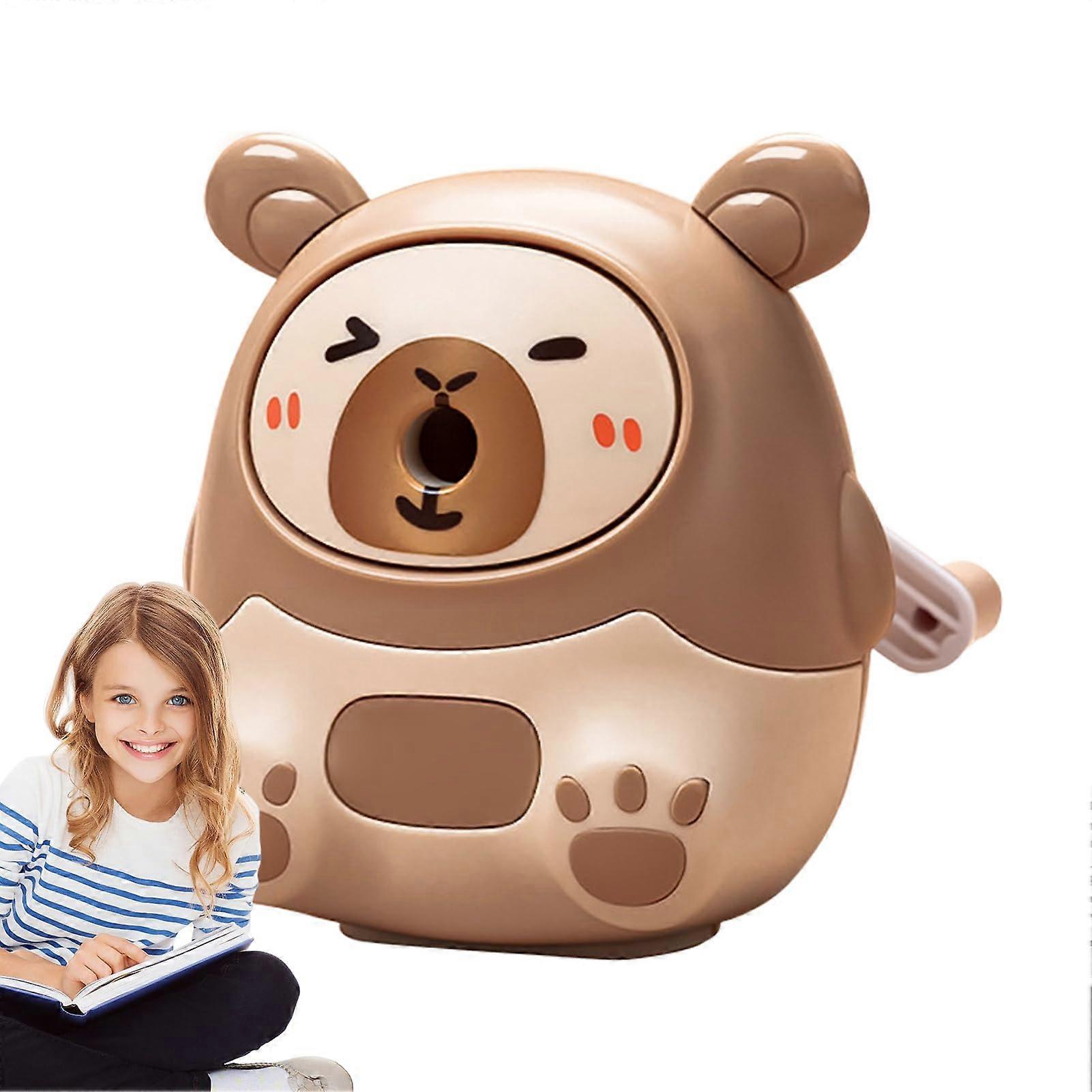 Portable Pencil Sharpener for Kids Manual Twist Mechanism, Dark Brown
