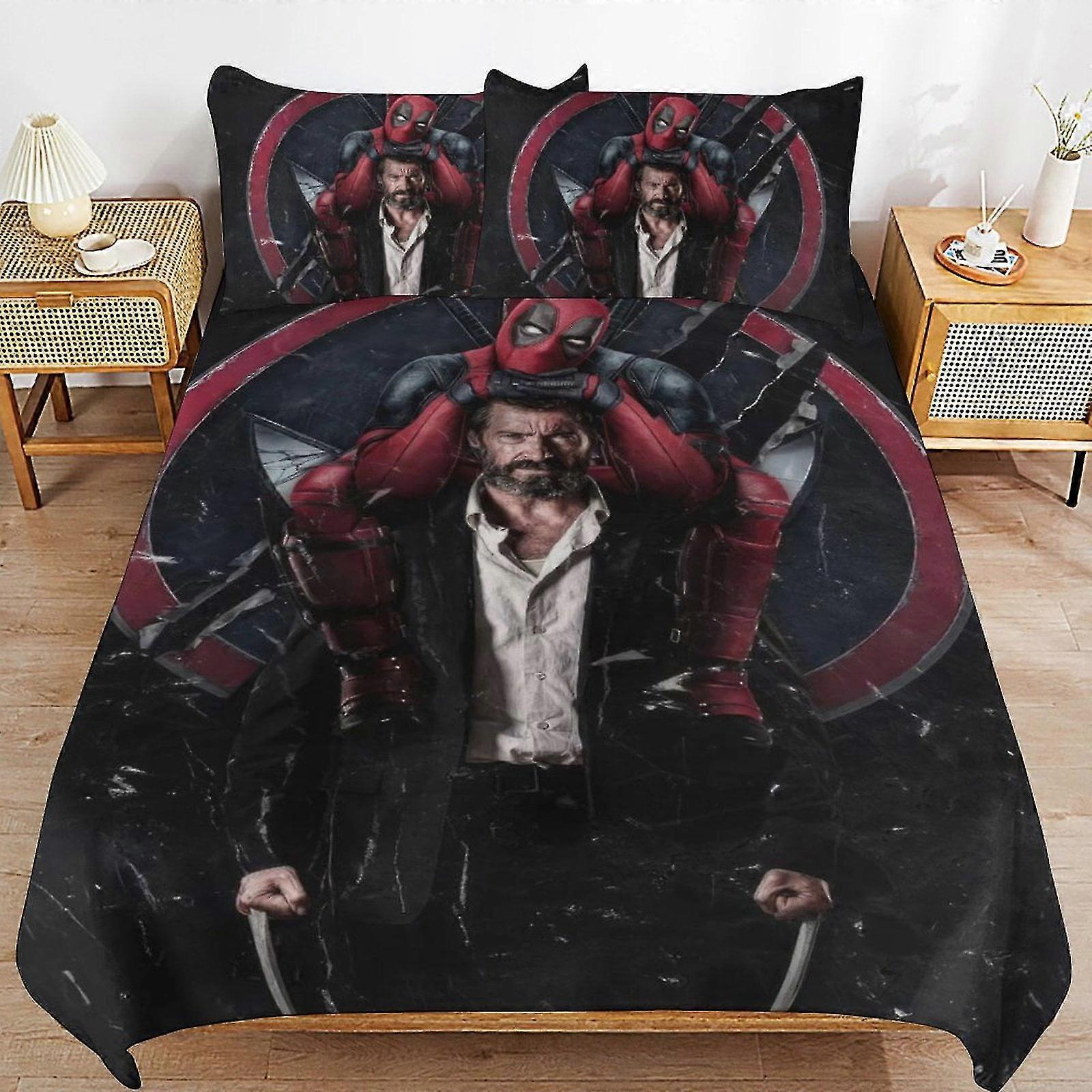 Söta anime tecknade sängkläder med 3D-tryckt design, 1 påslakan och 2 örngott för inredning av barnrum, 8670