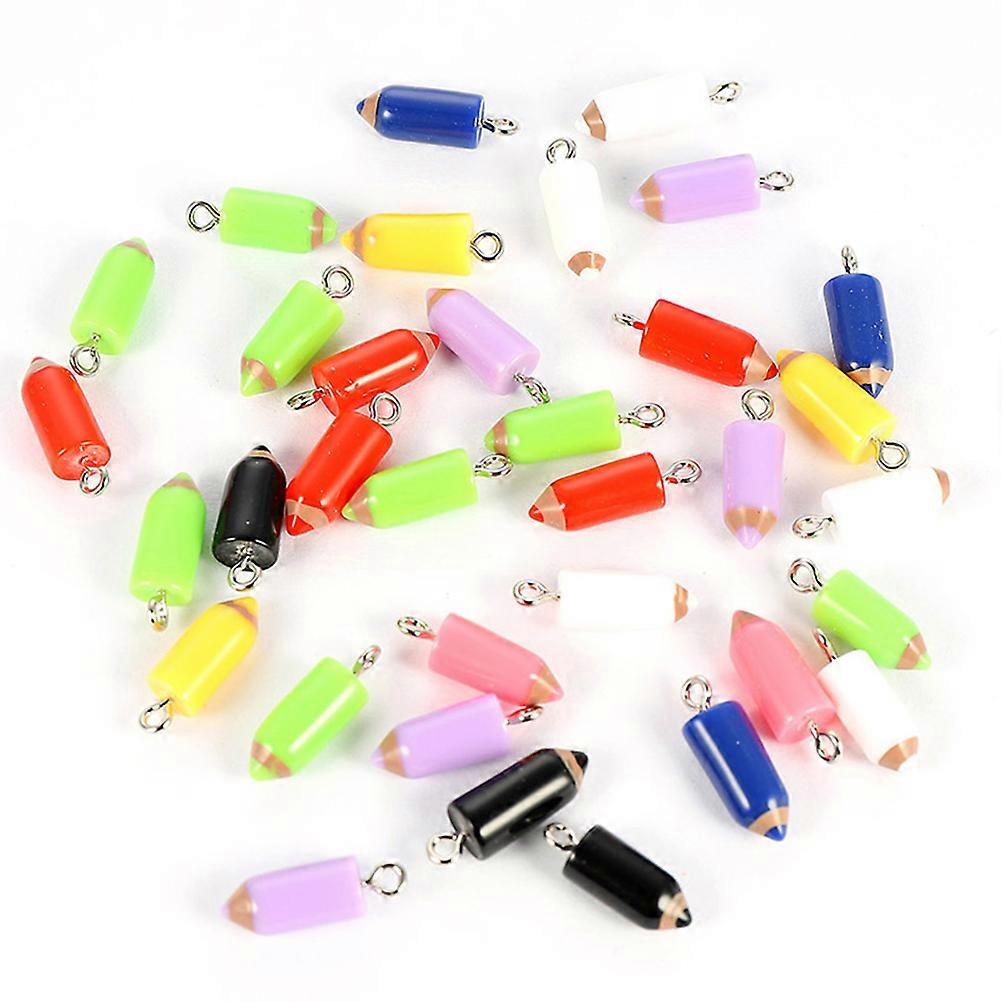 20pcs Pencil Tip Resin Charms DIY Pendant for Jewelry Making, Keychains, Scrapbooking – Random Mixed Colors for Creative Crafts Projects