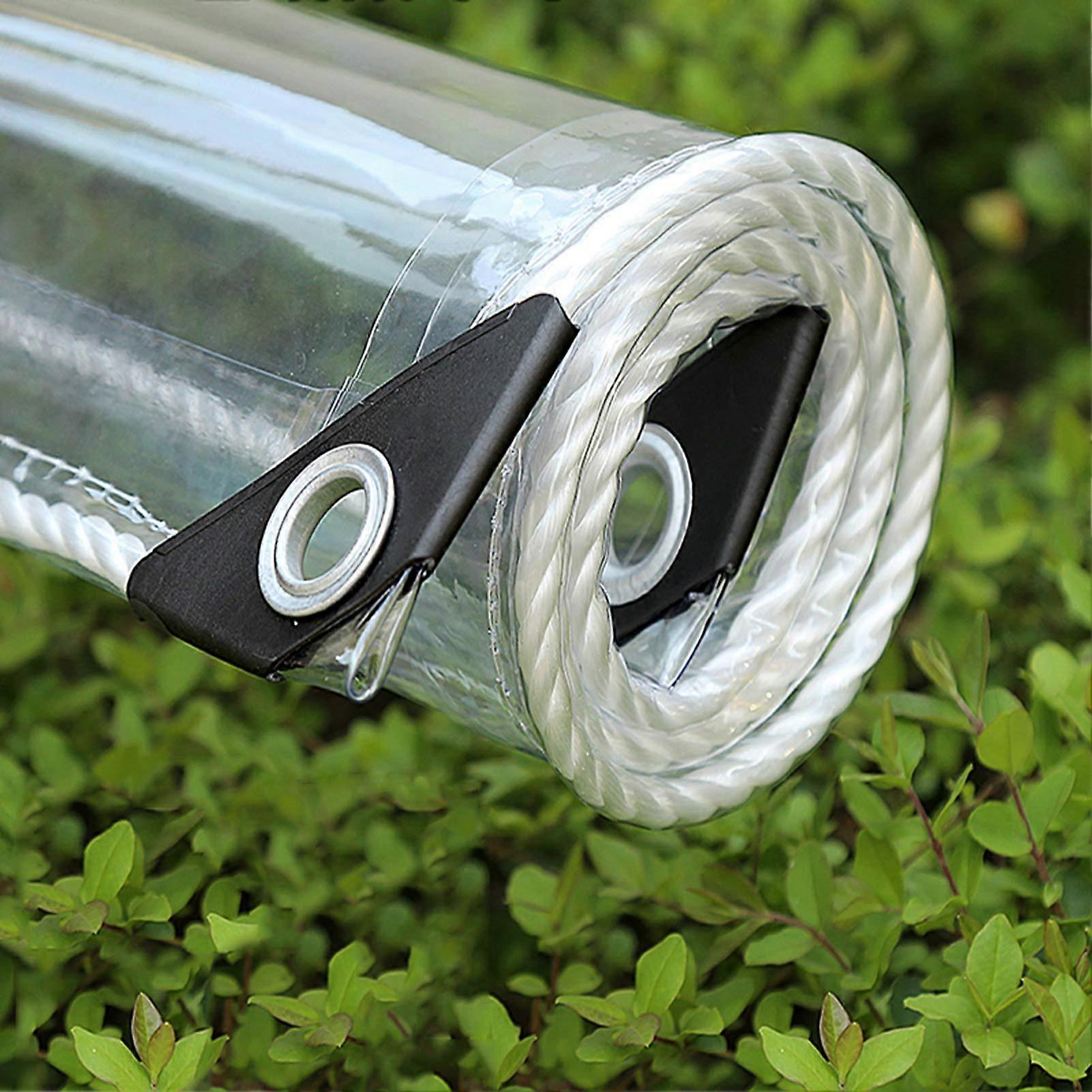 Waterproof Transparent PVC Tarpaulin with Eyelets, 0.35mm, 1x2m/3.3x6.6ft