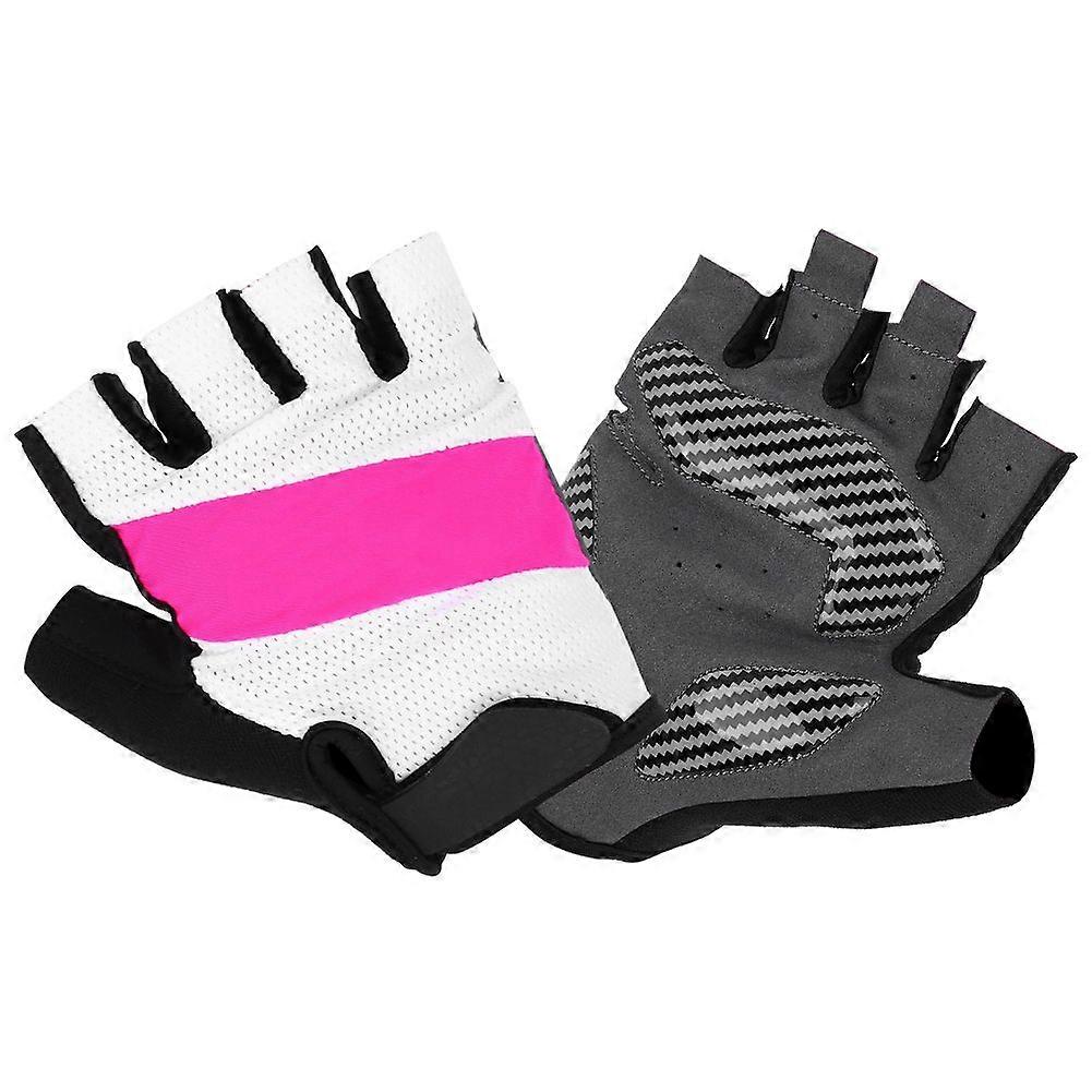زوج من قفازات ركوب نصف إصبع BOODUN عاكسة غير قابلة للانزلاق حماية للياقة البدنية للرياضة في الهواء الطلق (أسود وردة أحمر XL) YMQX)