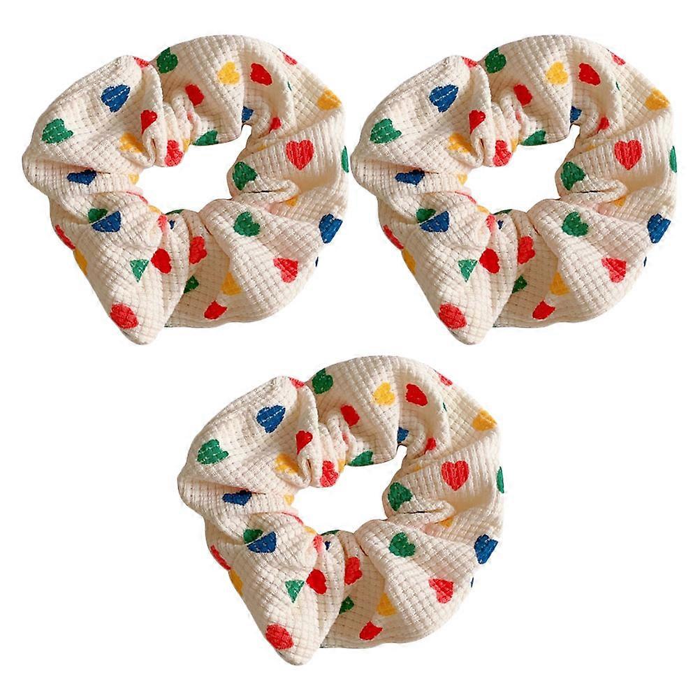 Valentine's Day Hair Rings Stylish Design Ponytail Holders Multi Color Heart-Shaped Comfortable to Wear 3Pack