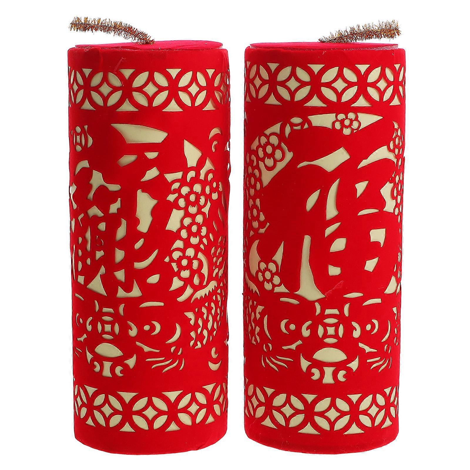 Chinese New Year Hanging Ornament Spring Festival Decoration Red Cylinder Traditional Chinese Style 26X10.5X10.5CM 1 Pair