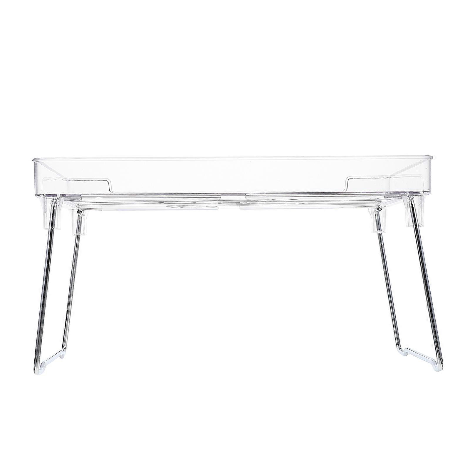 Stackable Shelf Organizer Cabinet Metal And Plastic Storage Holder Transparent Rectangular Space Saving Kitchen 31.00X22.50X6.00CM 1Pcs