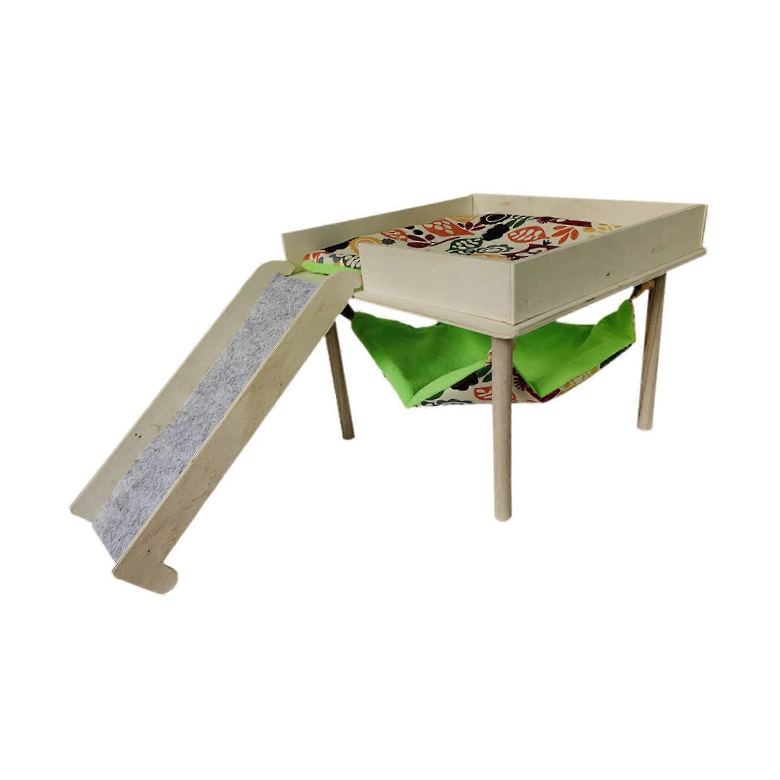 Hamster Hideout with Stairs Wooden Guinea Pig Hiding Place for Hedgehog Squirrel