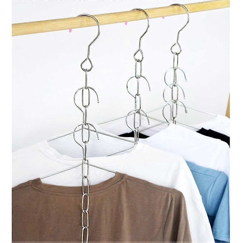 Hanging Racks For Clothes Drying Rack Multi-Function Hanger Coat Closet Space Saving Silver 46cm Length 10 Rings 4Pcs