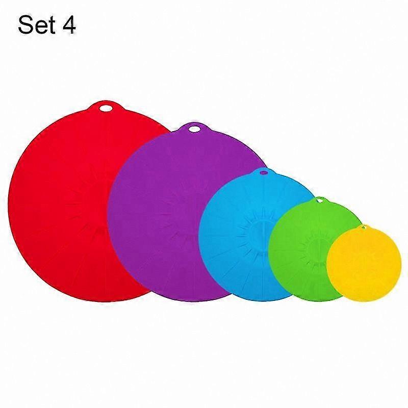 Set of 5 Reusable Universal Lids for Food Storage, Airtight Seal for Bowls, Pots, and Containers