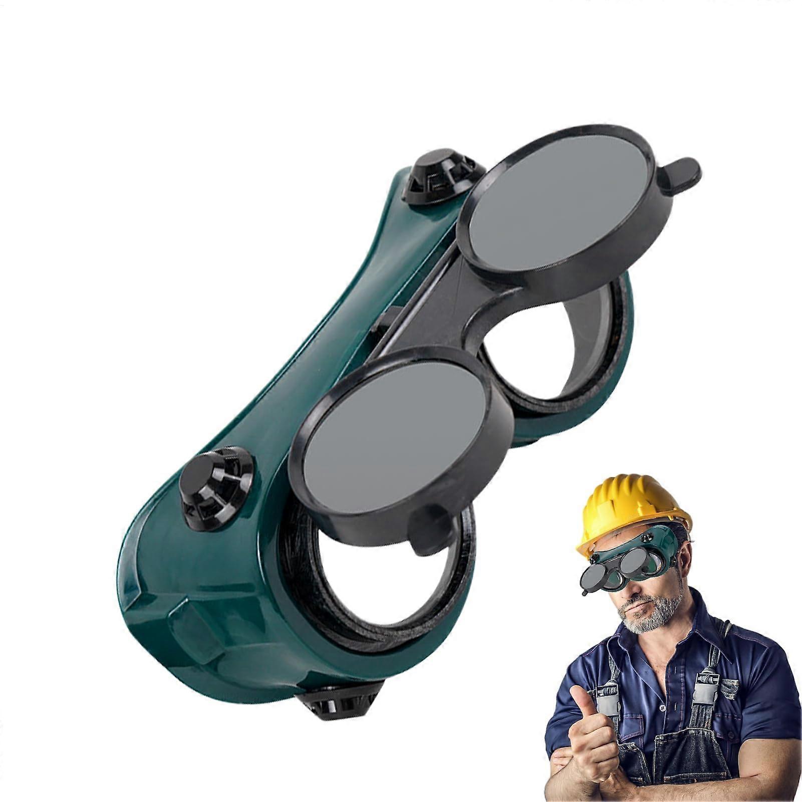 Welding Glasses with Up Lens, Dustproof Arc Protection, Comfortable for Grinding, Soldering, Plasma Cutting - 20 x 8.5 cm Circular