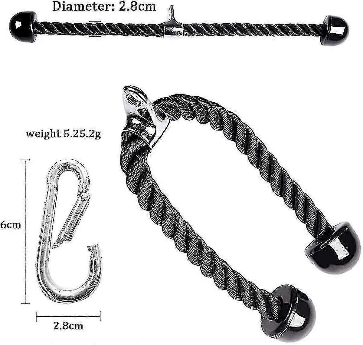 ZENGO Triceps Push Pull Down Rope Cord, Duty Tricep Rope Cable For Multi Gym