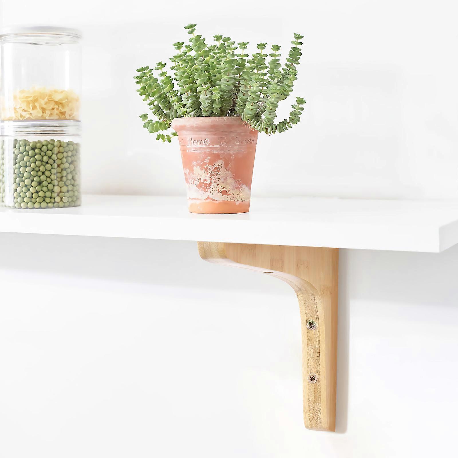 Bamboo Bracket for Shelves Multipurpose Wall Shelf Support with Polished Surface and Good Loading Capacity Khaki 7.5x3.5 Inches