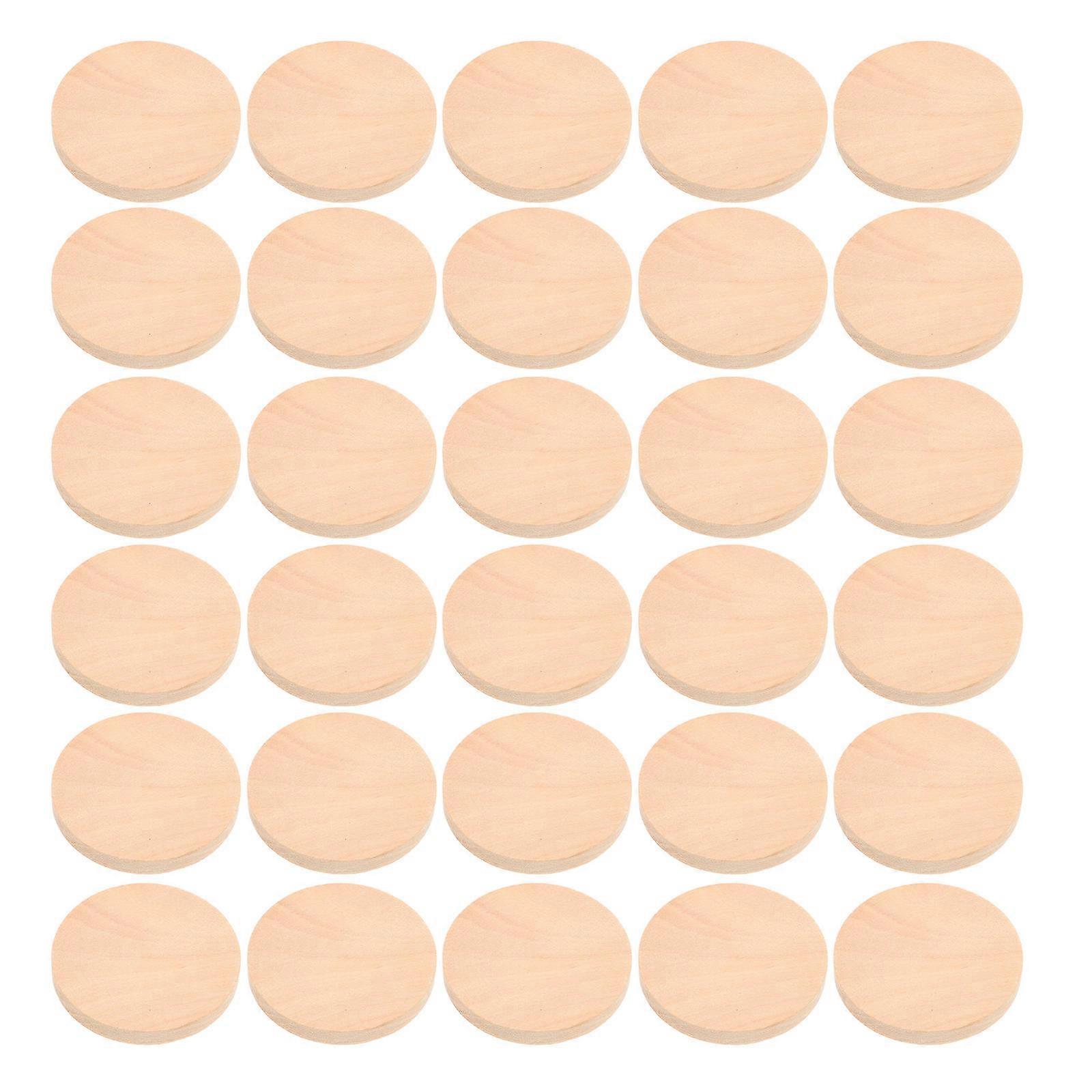 50 قطعة دوائر خشبية كاكي غير مكتملة للحرف اليدوية ديكورات DIY سهلة لطلاء جولات خشبية متينة