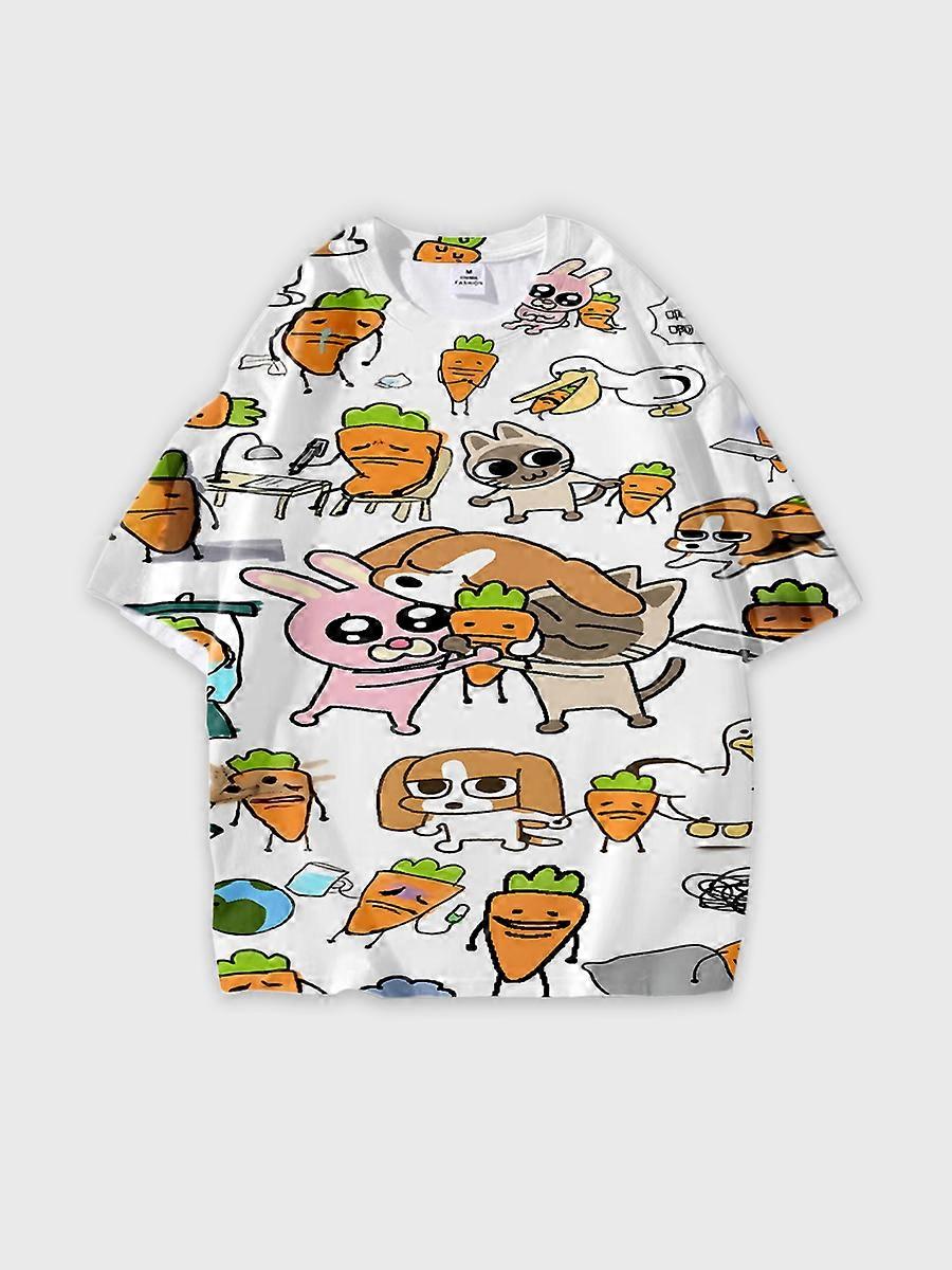 T-shirt short sleeve round neck summer casual loose D3300