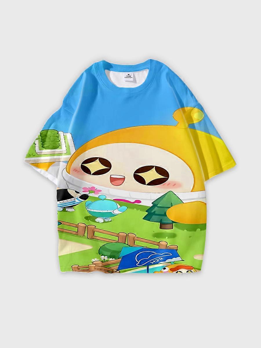 T-shirt round neck Pattern loose short sleeve C2552