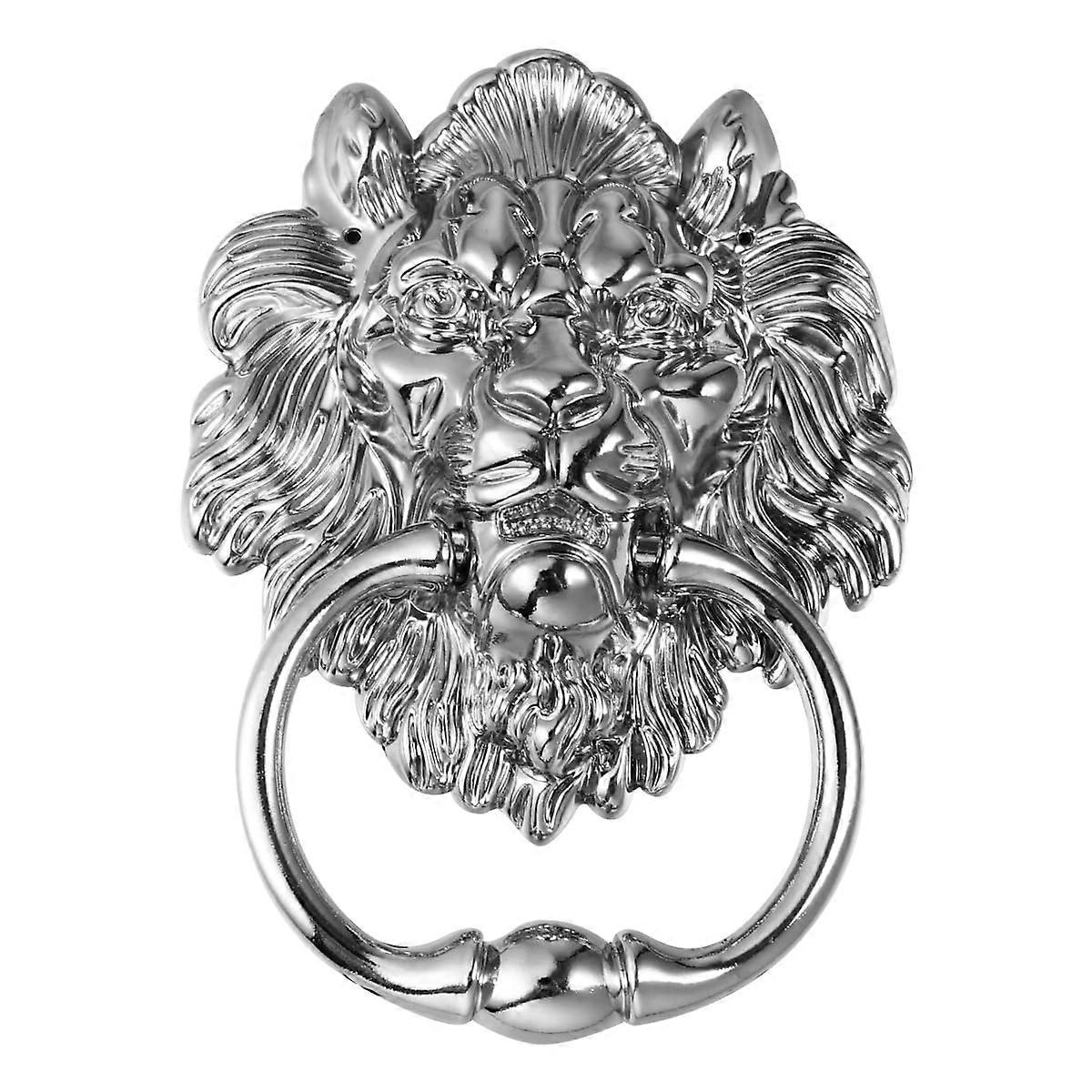 TüRklopfer Lion Head Door Knocker with Golden Buttons, Vintage Alloy, Retro Style, 16X10.5cm Silver Finish