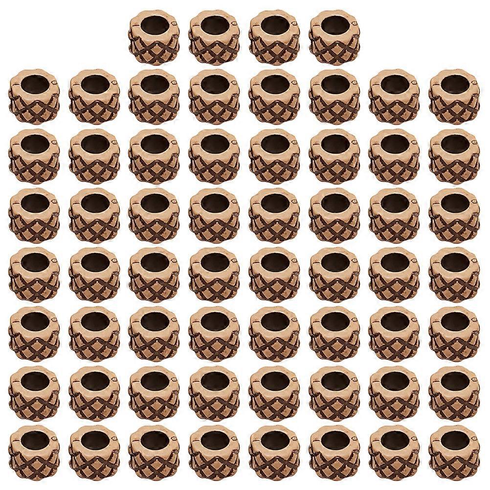 ראסטות תכשיטי חיקוי חרוזי עץ לצמות DIY מלאכת יד קפה 1X0.7X0.7 ס"מ מסיבת מועדון לילה 60 יחידות