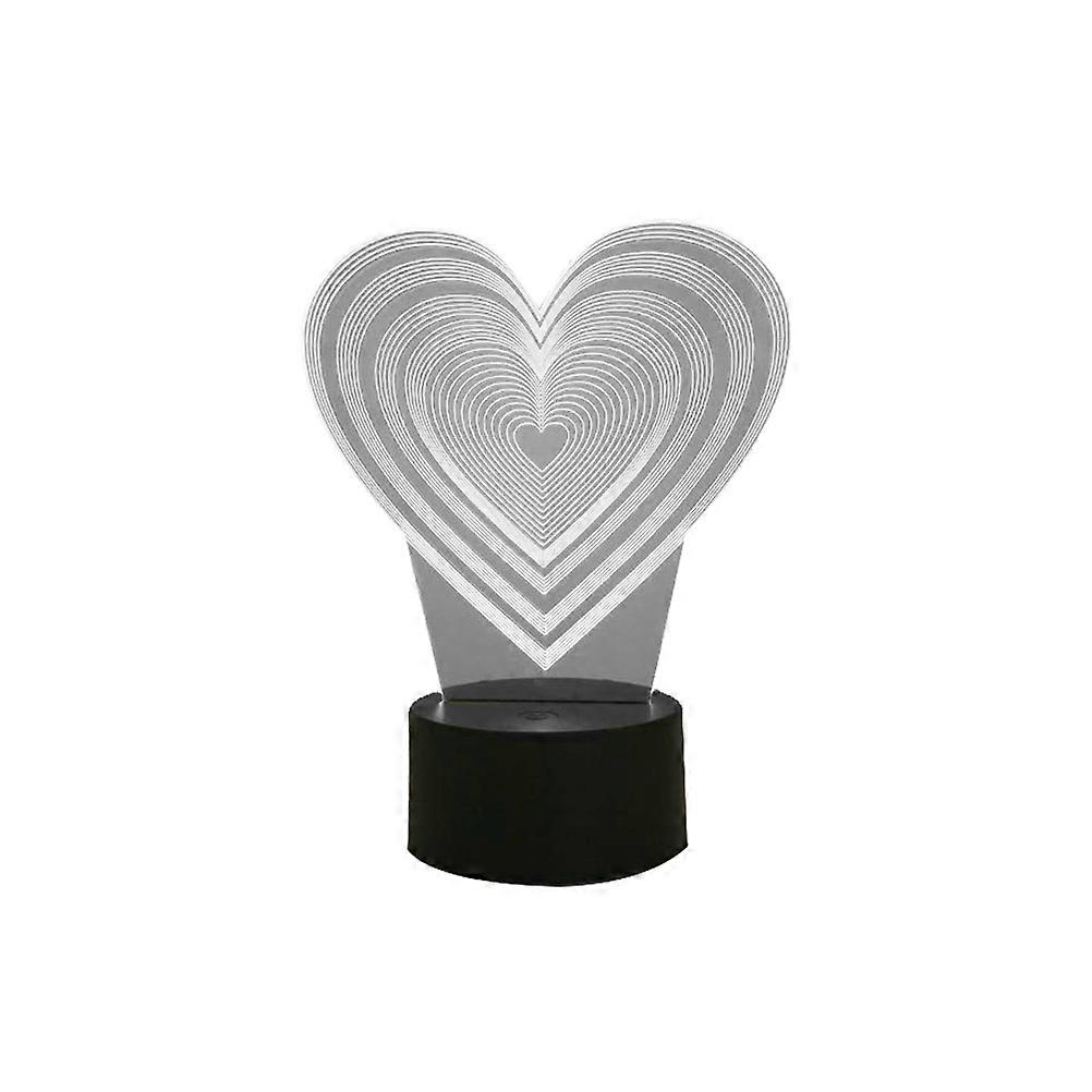 3D LED Illusion Lamp Heart Shape Acrylic and ABS Material Black Color for Decoration and Illumination