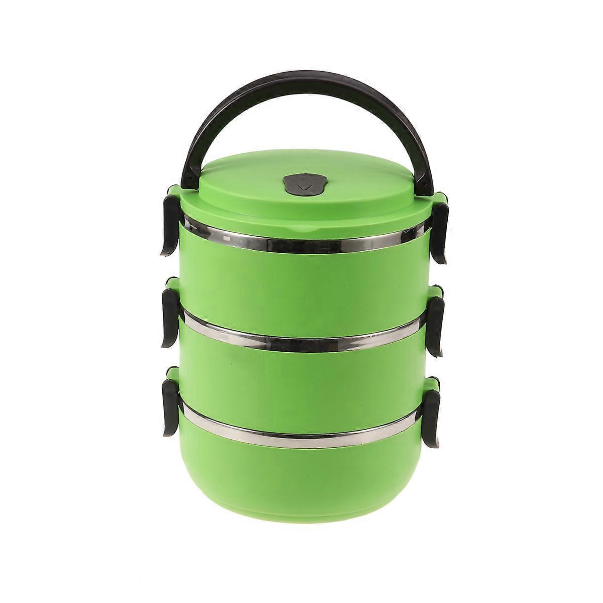 Insulated Lunch Box with Leak Proof Design and Comfortable Handle for Storage Green Stainless Steel and Plastic