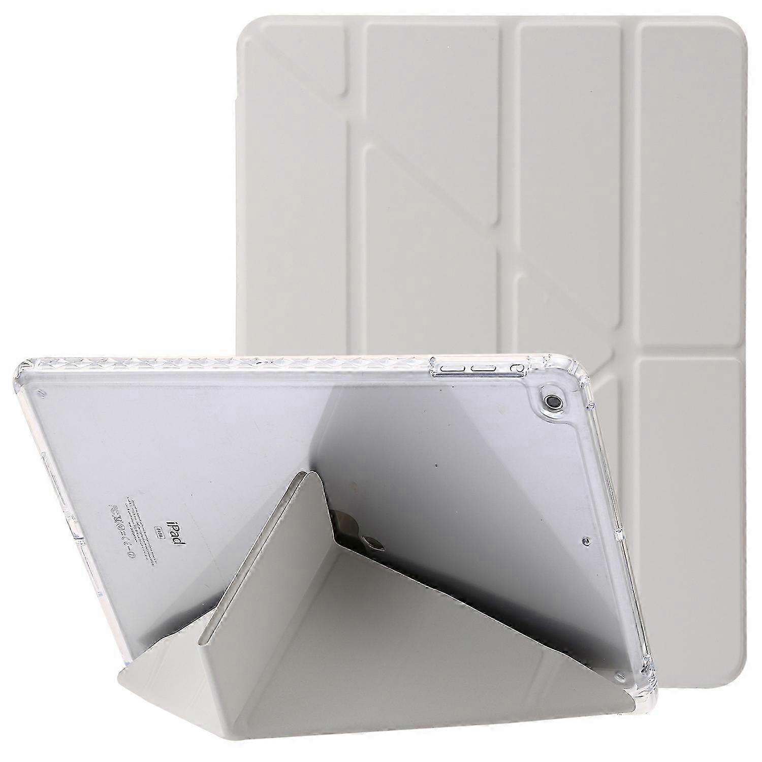 For iPad Air (2013) Air 2 iPad 9.7-inch (2017) (2018) Leather+Clear Acrylic Tablet Case Origami Tri-