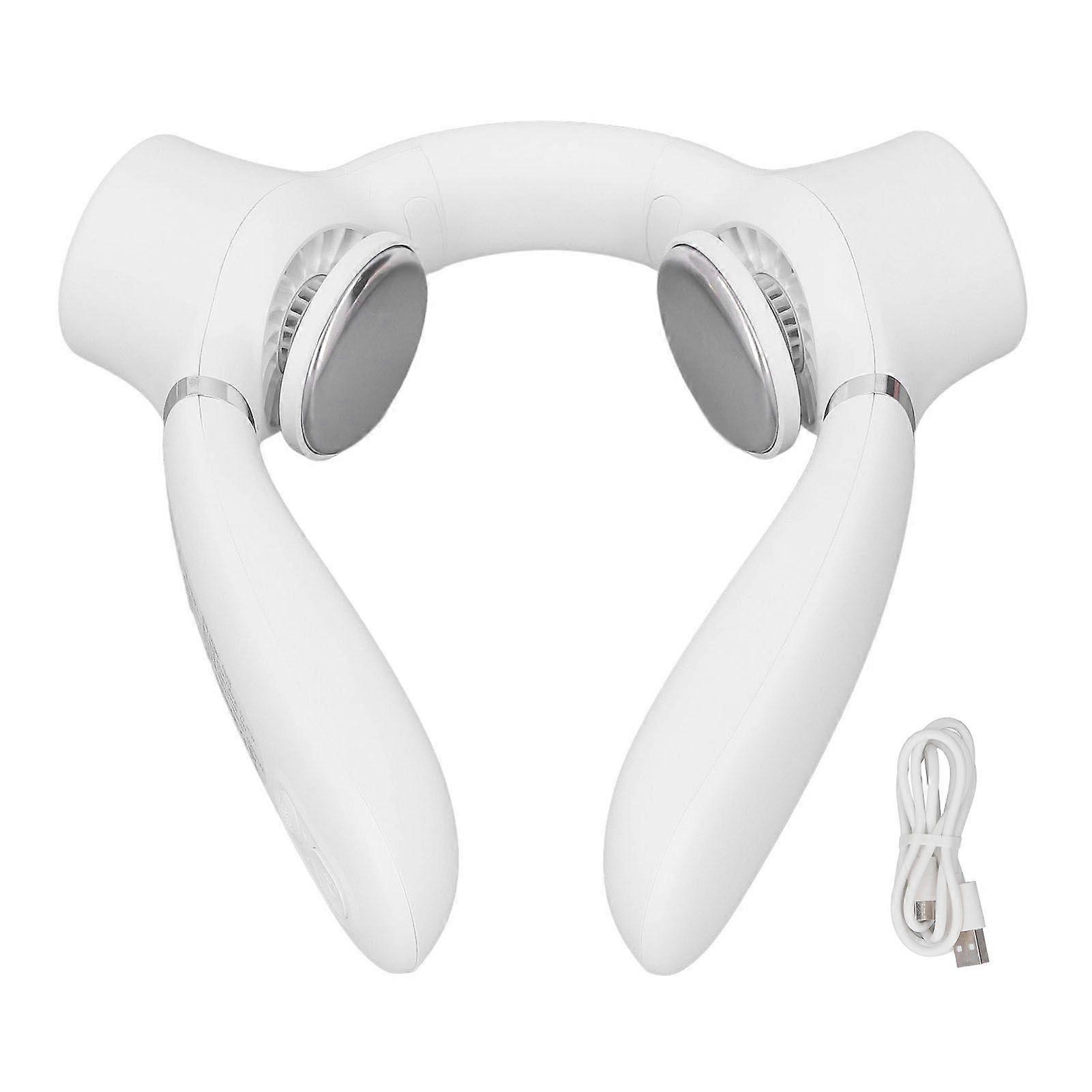 Portable Neck Fan Hands Free Adjustable Wearable Battery Operated USB Rechargeable Neck Cooling Fan for Outdoor Sports White