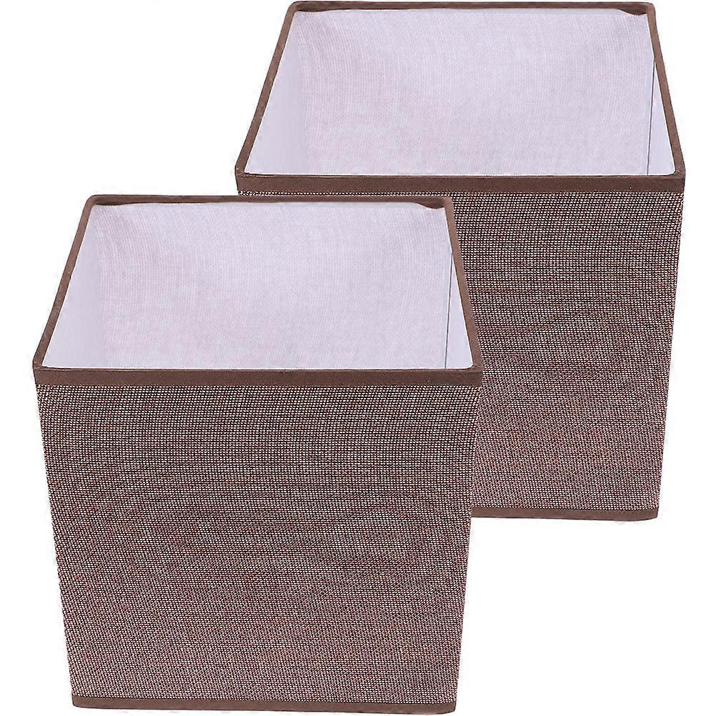Natural Fabric Lampshade Bulb Table Lamp Shade Coffee Color Square Design For Bedroom And Living Room 2Set