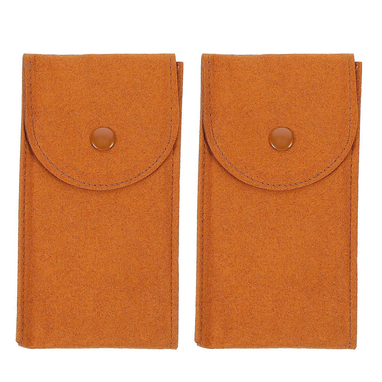 Watch Storage Pouch 2Pcs Watch Protective Bag Road Use Snap Closure Chocolate Jewelry Storage