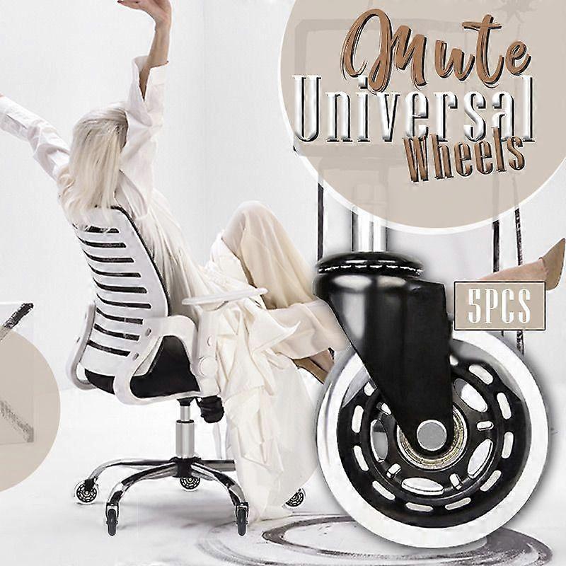 1/5 件静音脚轮 2.5/3 英寸旋转橡胶办公椅通用脚轮，用于安全家具滚轮硬战