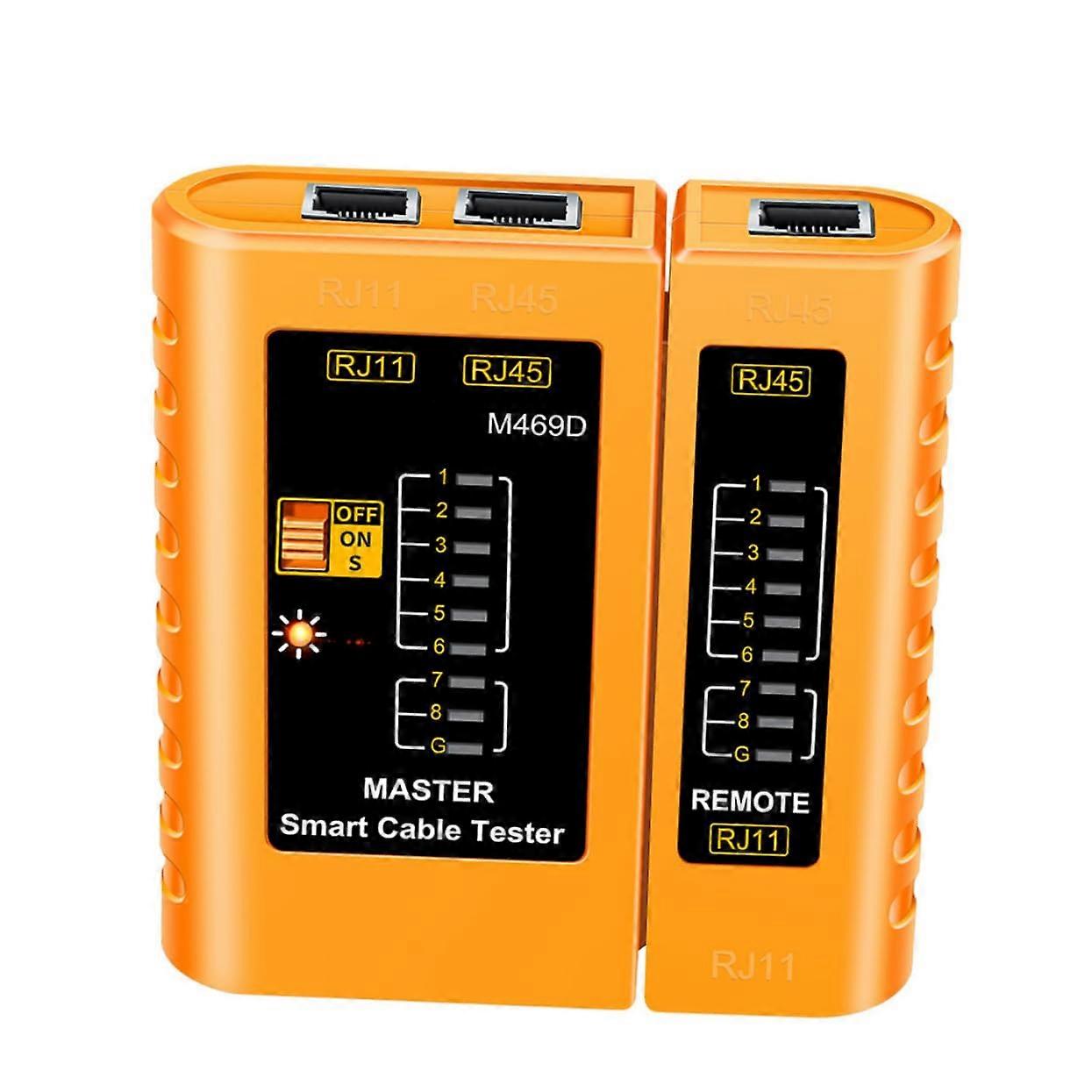 PC Network Cable Tester Portable Durable Tool for Easy Cable Testing - Orange Design for Ethernet and LAN Cables