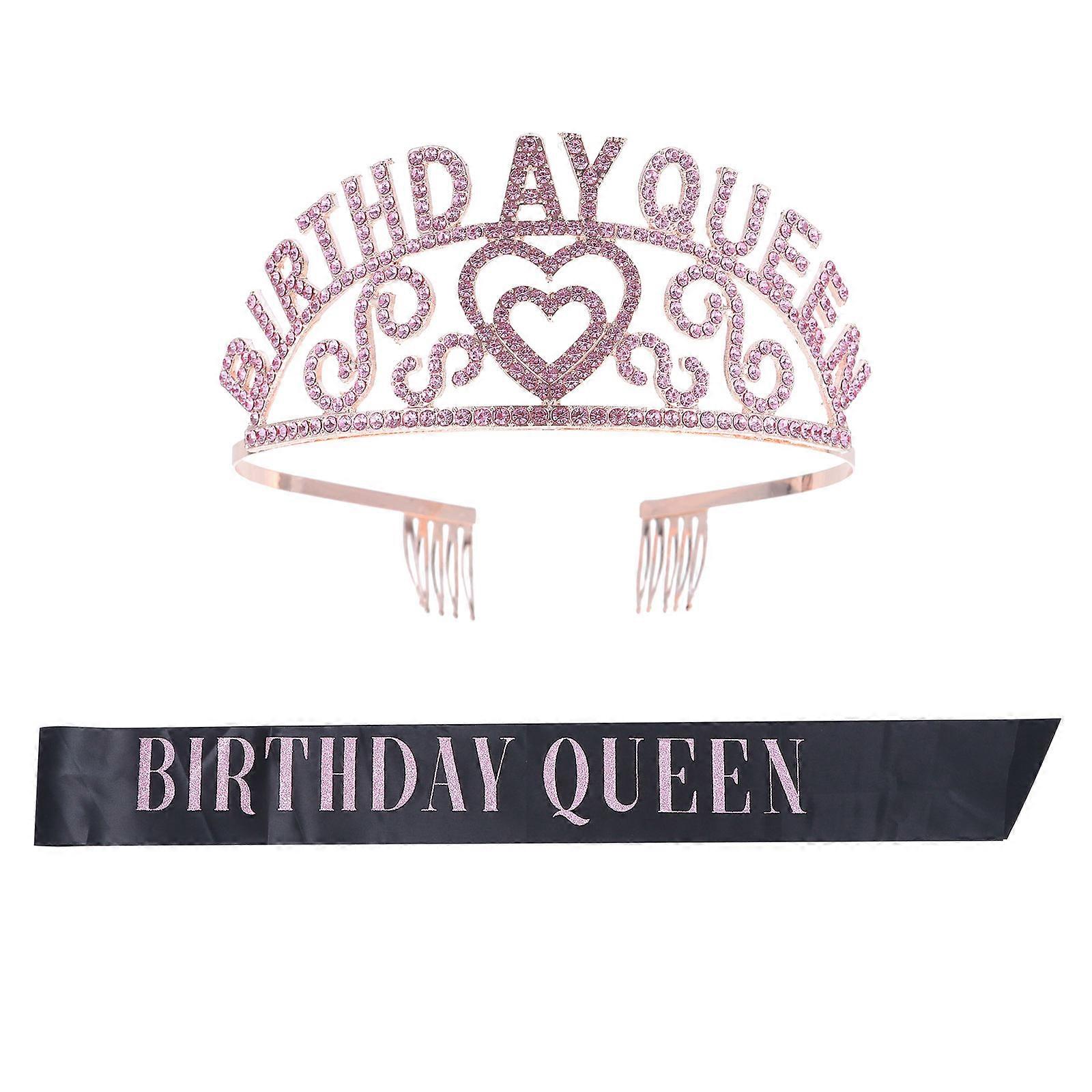 Here's a polished and professional product description based on your input:
**2pcs Girl Crown & Party Sash Kit – Rhinestone Tiara with Letter