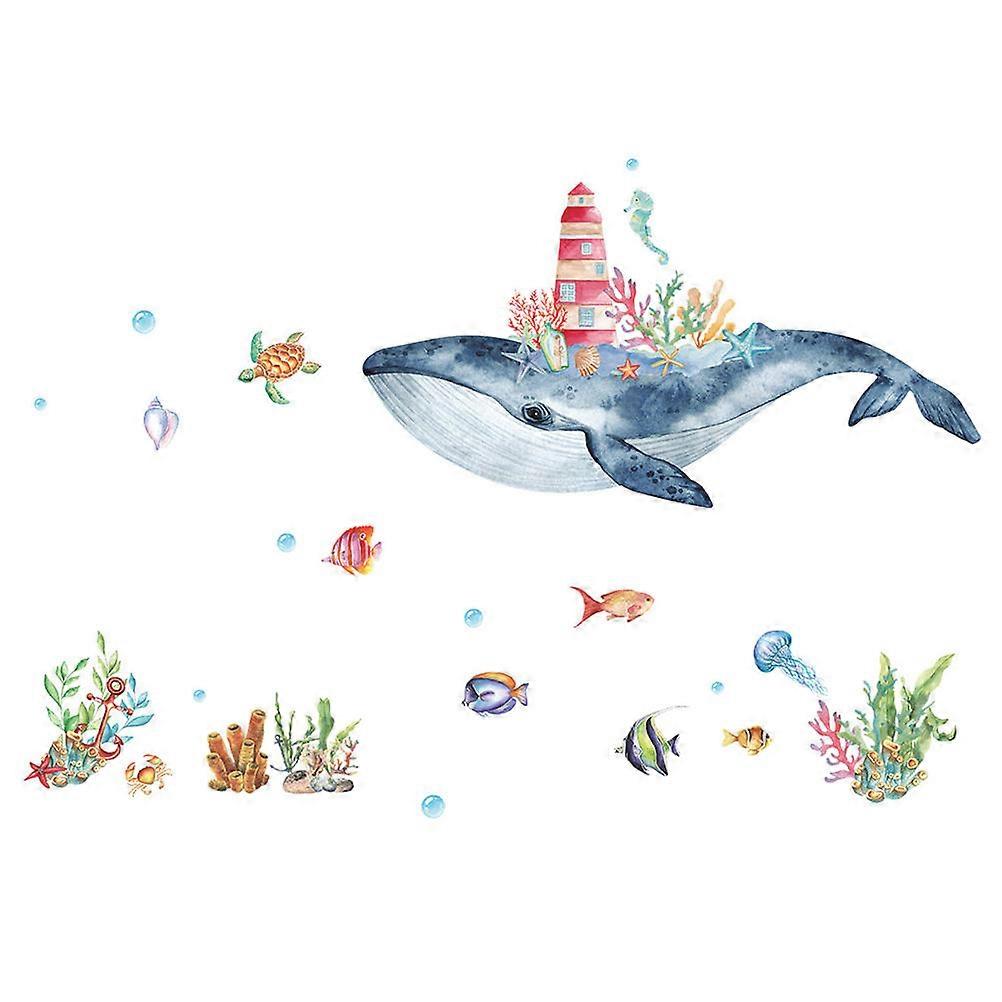 Aquarell Meerwal Wandaufkleber für die Innendekoration in verschiedenen Farben mit leicht zu klebender und peelbarer Funktion in 1 Set