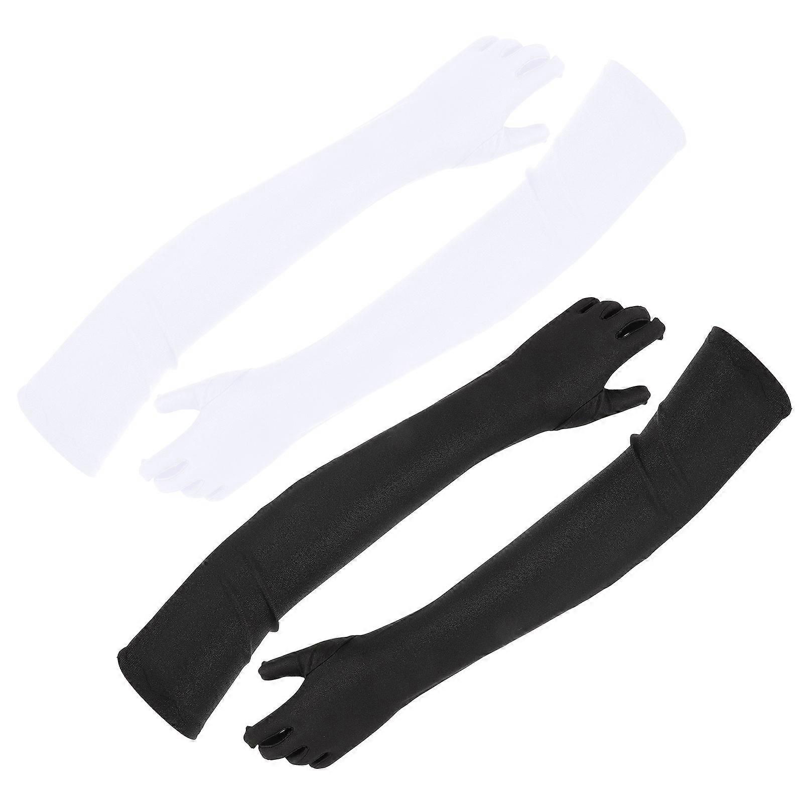 Elbow Length Evening Opera Gloves For Role-Playing Teens Adults Costume Accessory 2 Pairs