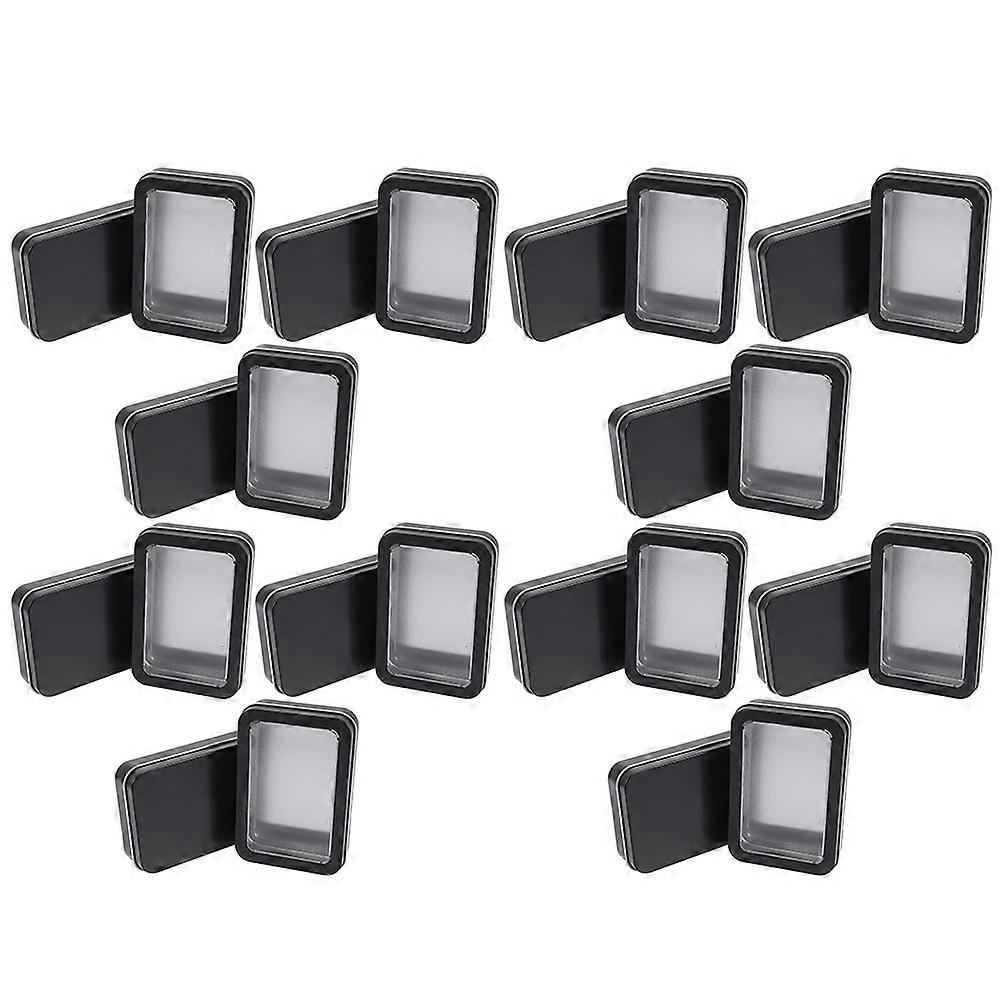 Black Tinplate Can Storage Holder with Lid 12Pcs Small Tinplate Candy Boxes