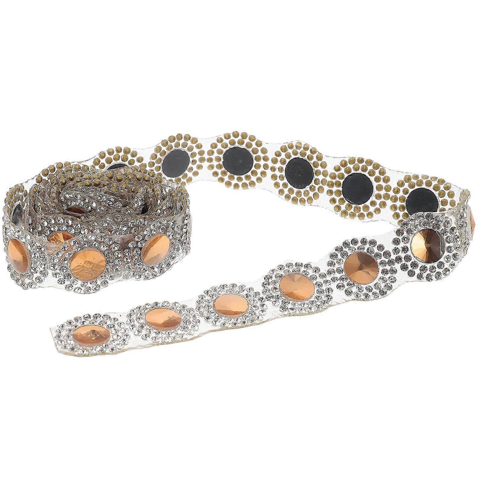 Adhesive Rhinestone Webbing 1Set For Clothes Decoration In Golden Color With Glass For DIY Crafts