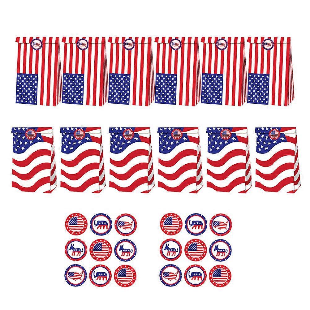 Zászlós ajándéktáskák 12db papírból, ideális függetlenség napi parti ajándékokhoz