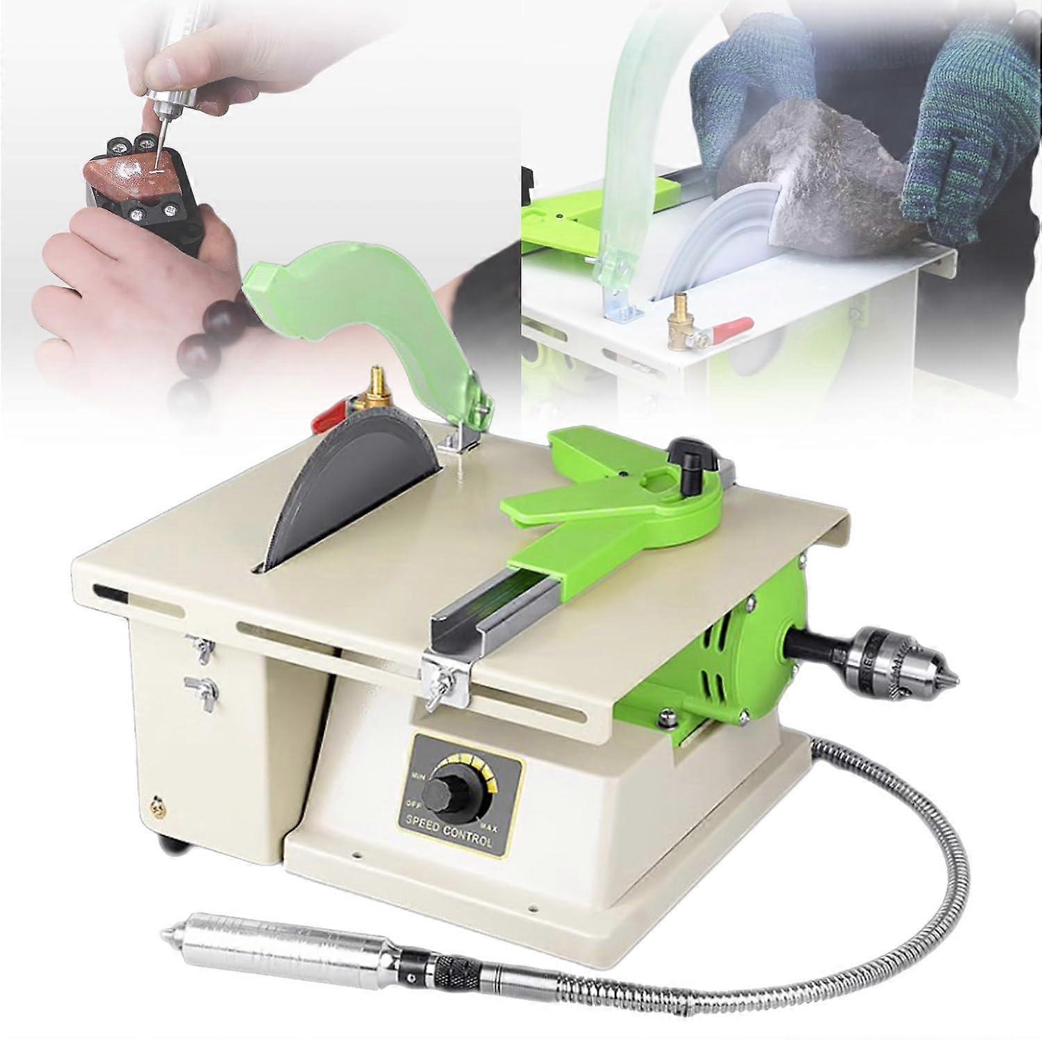 Polishing Machine 1380W - Multifunctional Table Saw, Jewelry Polishing Bench Lathe, Drill for DIY & Stone Cutting