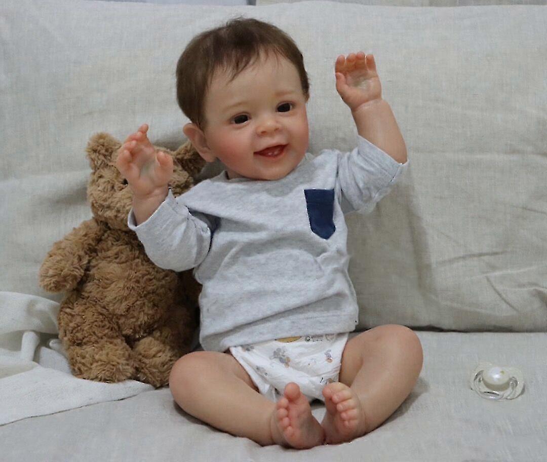 2025 Npk 60cm Yannik Cheveux enracinés à la main Reborn Poupée finie Peinte Comme En Image Bébé En Garçon Avec Réaliste Peint À La Main Poupée D’art Cadeau De Noël Jouets