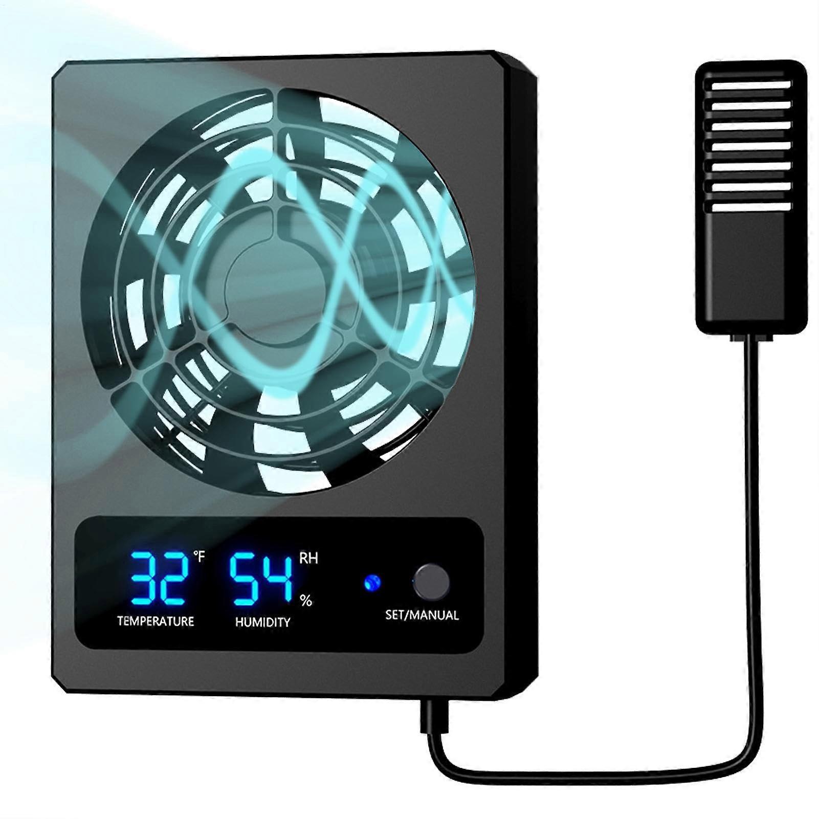 Reptile Tank Fan, Cooling Fan for Reptiles and Amphibians, Adjustable Ventilator with LED Display, Quiet High-Performance Exhaust Fan