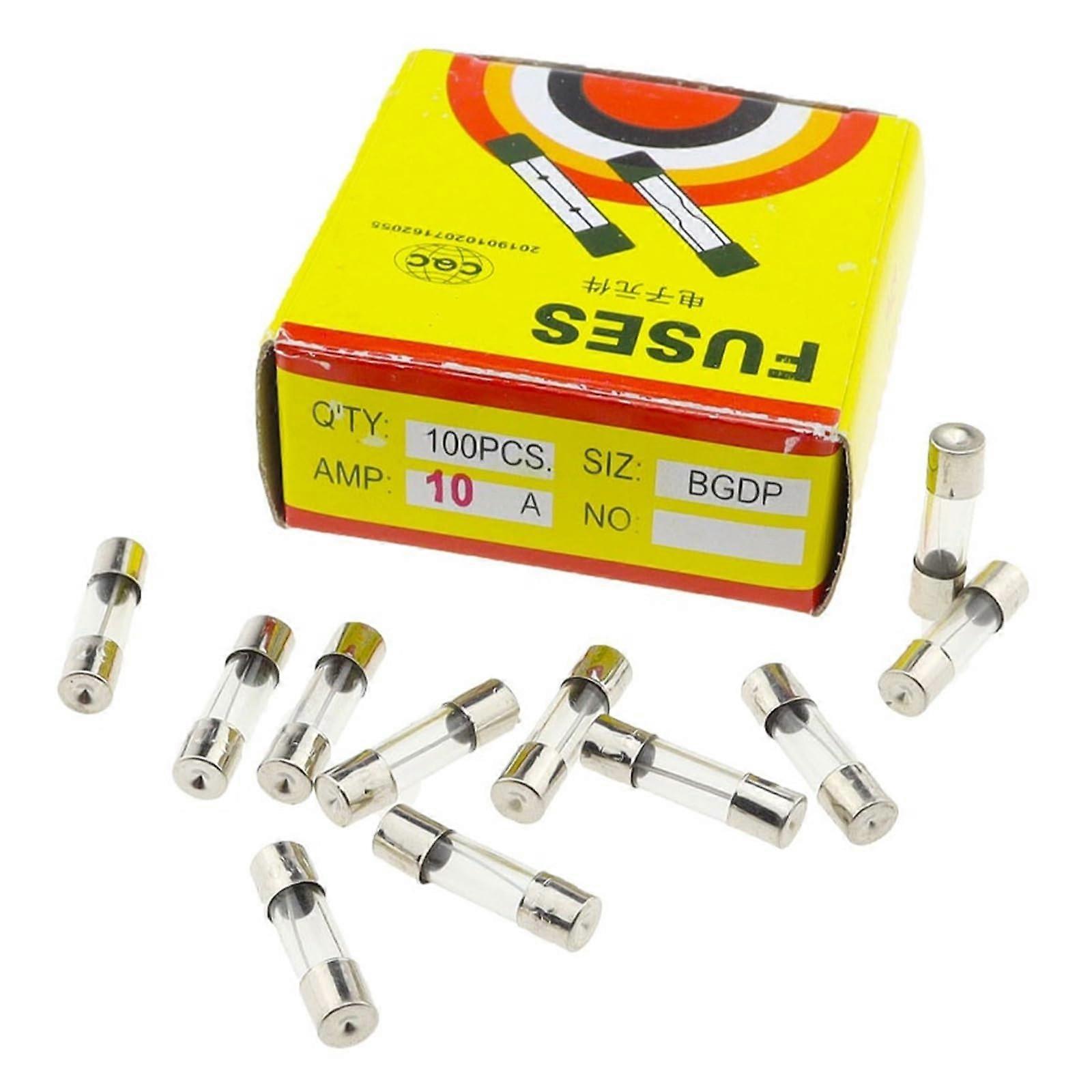 Glass Fuses 100 Pieces 5x20mm Fast Acting 250V 0.1A to 30A Assorted Ratings for Electrical Applications