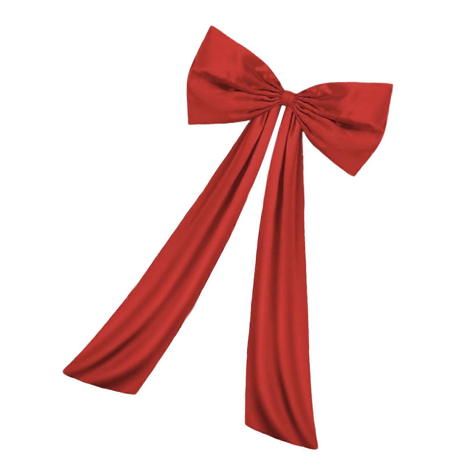 Large Decorative Bowknot Centerpieces Easy Hanging Design Ornament Soft Polyester Fabric Accessory For Indoor Outdoor  Red