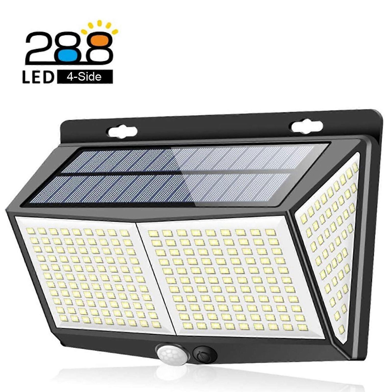 4PCS 288LED Solar Powered Wall Light PIR Motion Sensor Lights Outdoor Waterproof Garden Lamp Night Light 4-side Built-in LED 3 Light Modes for Garden