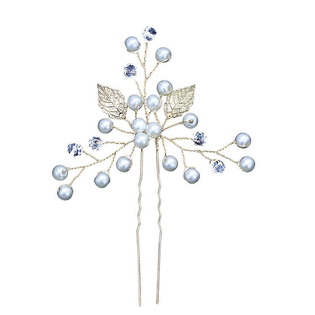 Χρυσό κράμα φύλλων και μαργαριταριών διακοσμητική νυφική φουρκέτα για αξεσουάρ γαμήλιου πάρτι κατάλληλη για τις περισσότερες γυναίκες