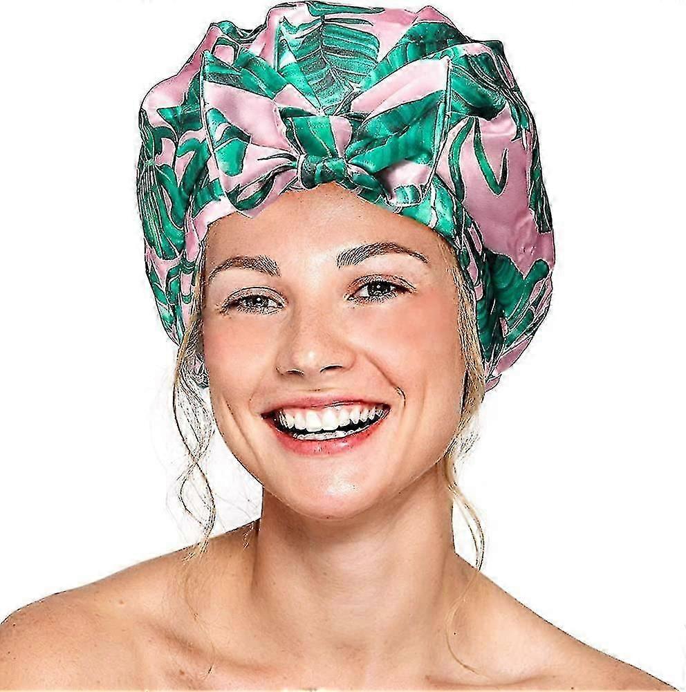 Reusable Bow Bath Cap Waterproof Shower Bonnet Double Layer Bowknot Shower Cap